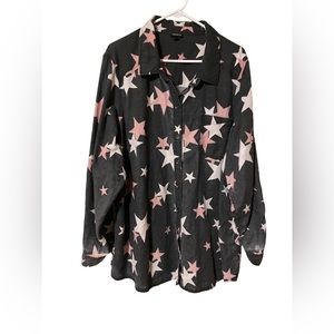 Torrid Shirt Womens 4 4X 26 Star Taylor Relaxed Button Up Long Sleeve Multicolor